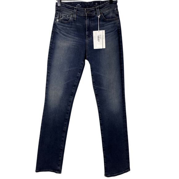 AG ADRIANO GOLDSCHMIED MARI HIGH-RISE STRAIGHT BLUE JEANS SIZE 25R BRAND NEW - Picture 1 of 6